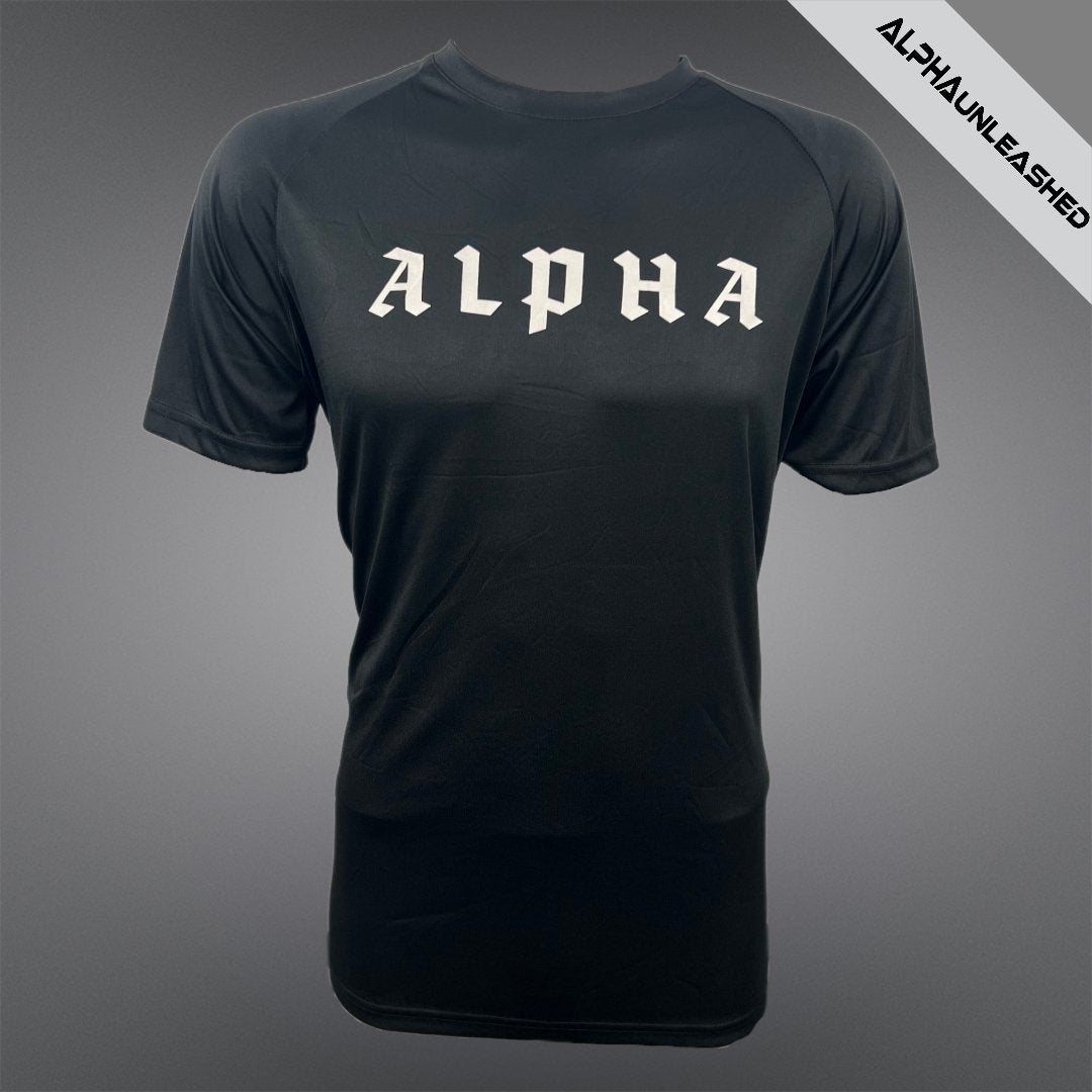 ALPHA Men's Black Dry-Fit T-Shirt - Moisture-Wicking Performance Athletic Tee for Sports & Fitness - ALPHAunleashed