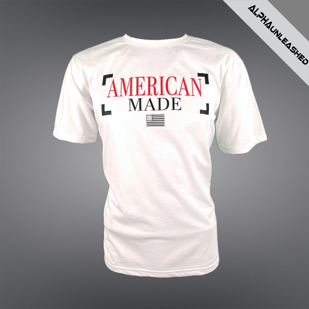 AMERICAN MADE White T-Shirt - Classic Patriotic Tee, USA Designed Quality - ALPHAunleashed