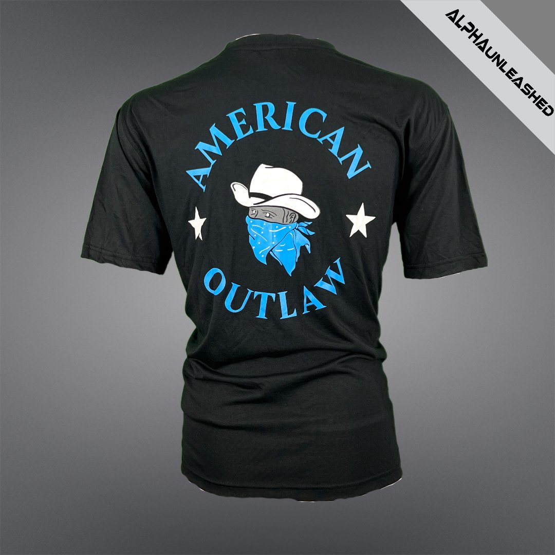 AMERICAN OUTLAW Black T-Shirt - Bold Rebel Style Tee, Proudly USA Inspired - ALPHAunleashed