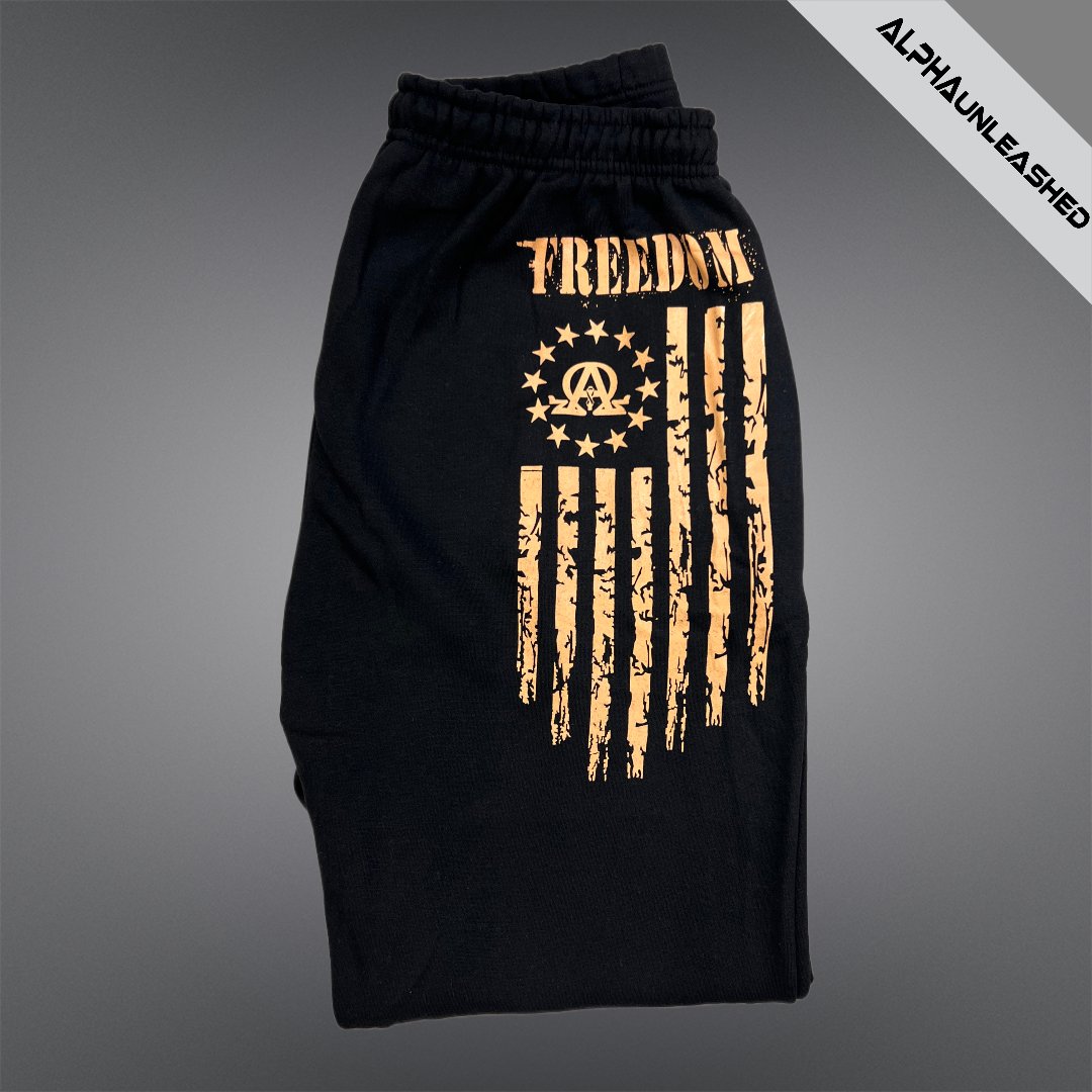 BETSY ROSS FREEDOM 1776 Black Sweatpants - Patriotic Comfort Fit Lounge Pants for American History Enthusiasts - ALPHAunleashed