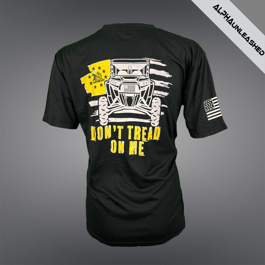 DON'T TREAD ON ME Black T-Shirt for SXS Off-Road Enthusiasts - Rugged ATV and UTV Riding Gear - ALPHAunleashed