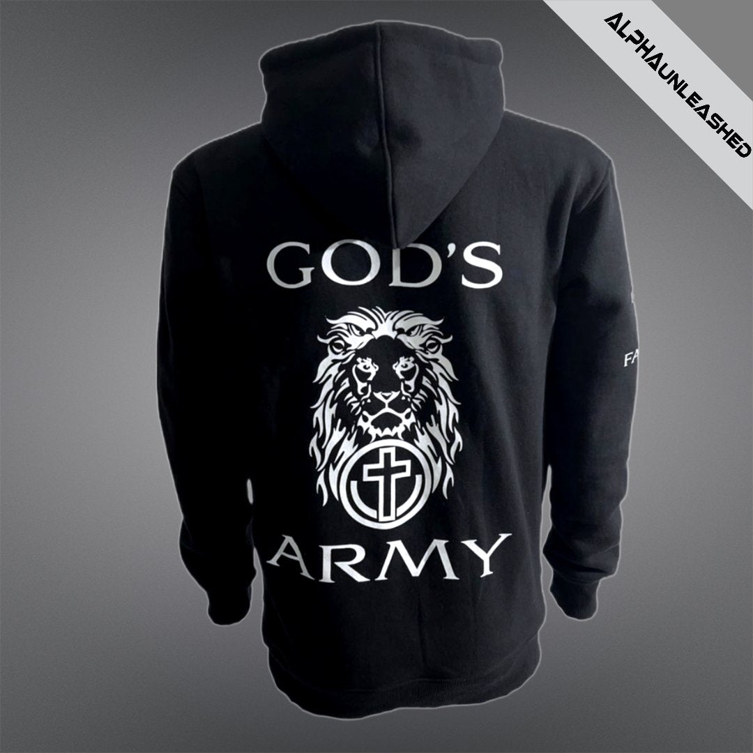 GOD'S ARMY Black Christian Hoodie - Faith-Inspired Sweatshirt for Religious and Spiritual Wear - ALPHAunleashed