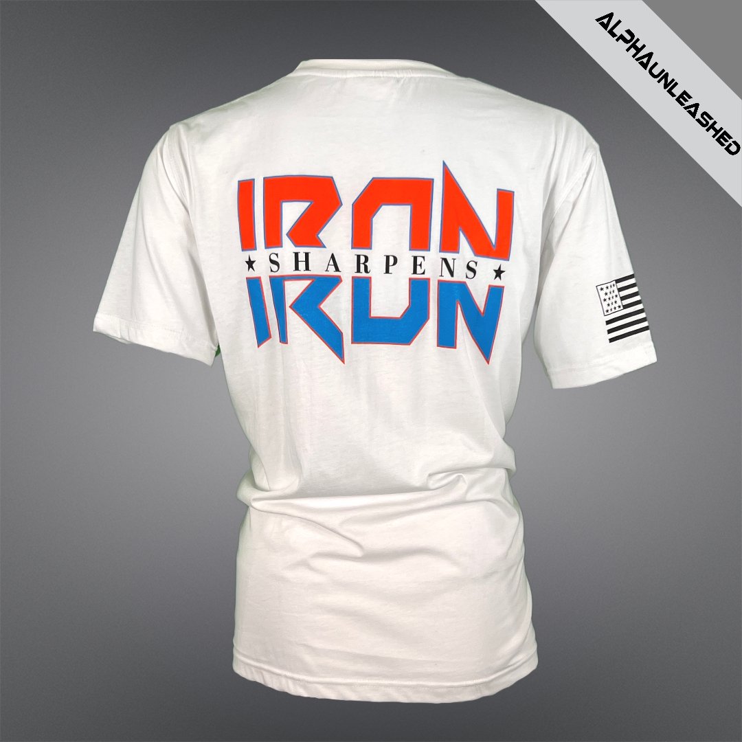 IRON SHARPENS IRON White T-Shirt - Motivational Inspirational Tee for Personal Growth & Strength - ALPHAunleashed