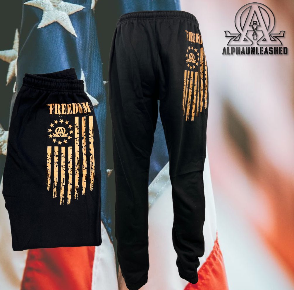 MENS ATHLETIC SWEAT PANTS | BETSY ROSS FREEDOM 1776 SWEAT PANTS - BLACK | ALPHAUNLEASHED - ALPHAunleashed