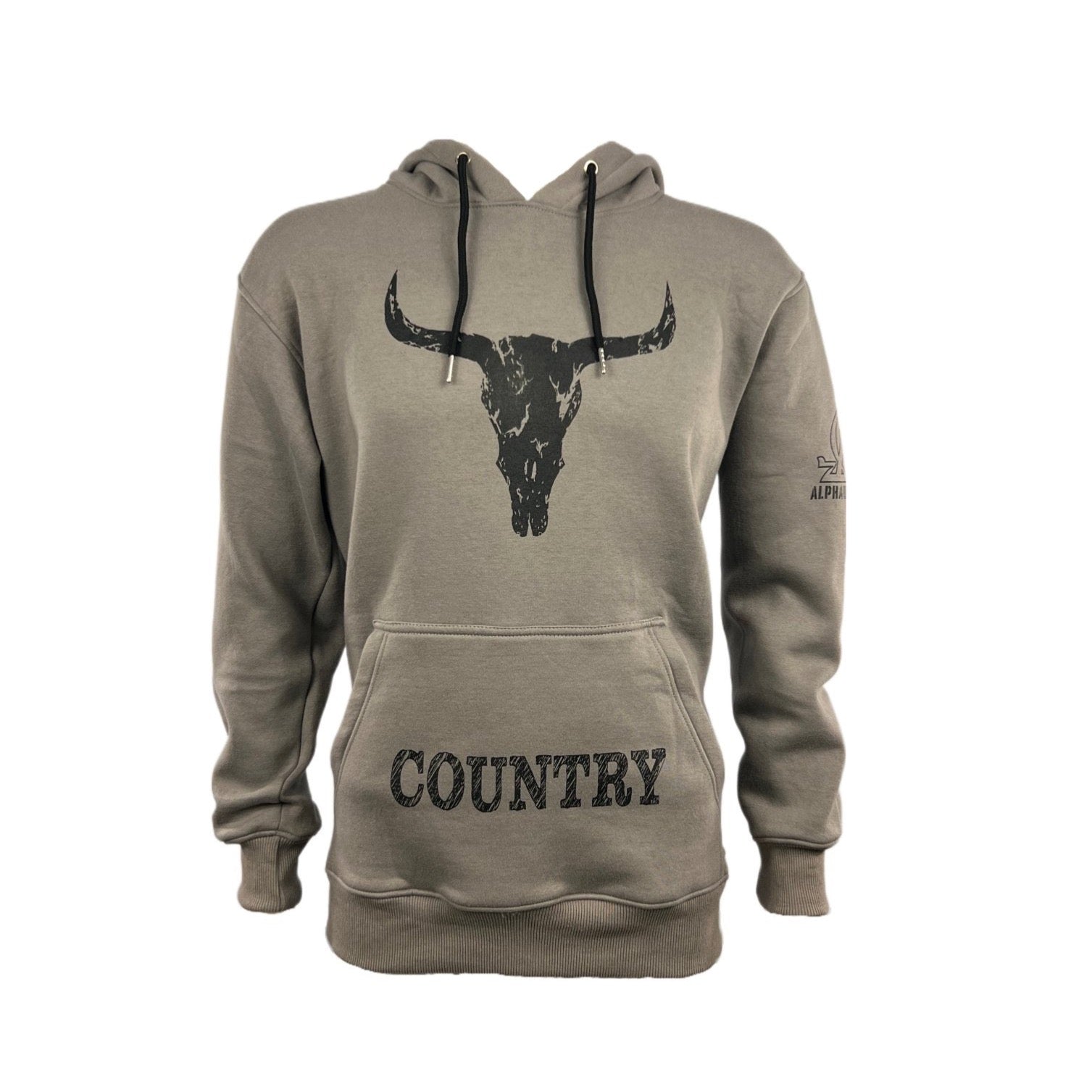 MENS COUNTRY HOODIE | COUNTRY BOLD BULL HOODIE - GREY | ALPHAUNLEASHED - ALPHAunleashed