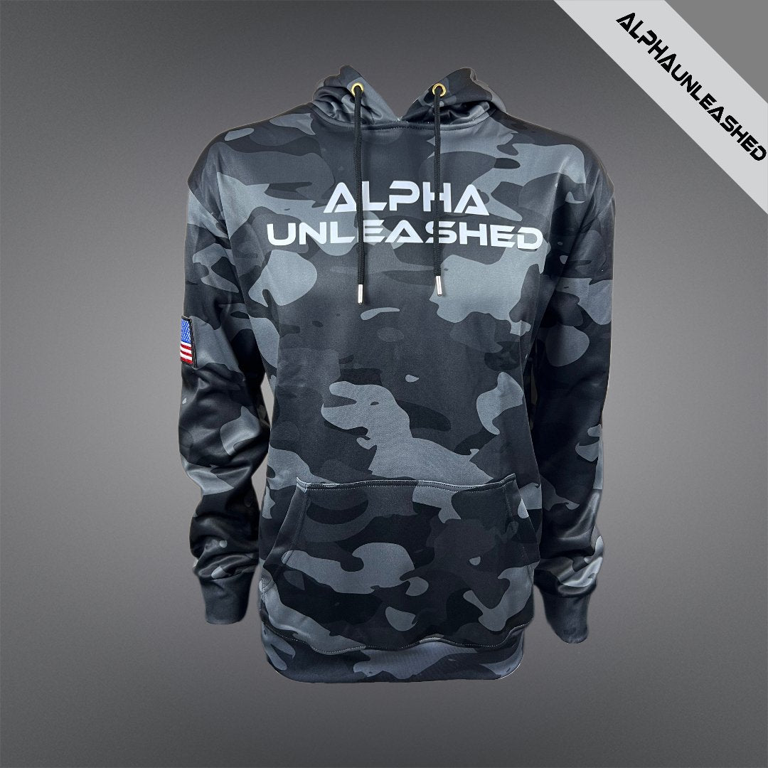 Midnight Camo Hoodie - American Tactical Camouflage Sweatshirt for Outdoor Enthusiasts and Military Style - ALPHAunleashed
