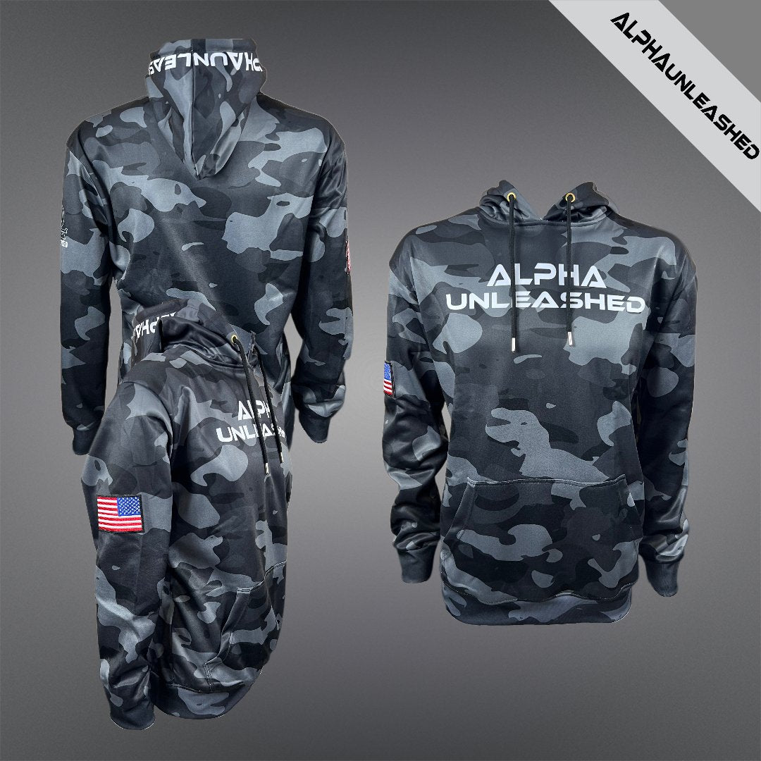 Midnight Camo Hoodie - American Tactical Camouflage Sweatshirt for Outdoor Enthusiasts and Military Style - ALPHAunleashed