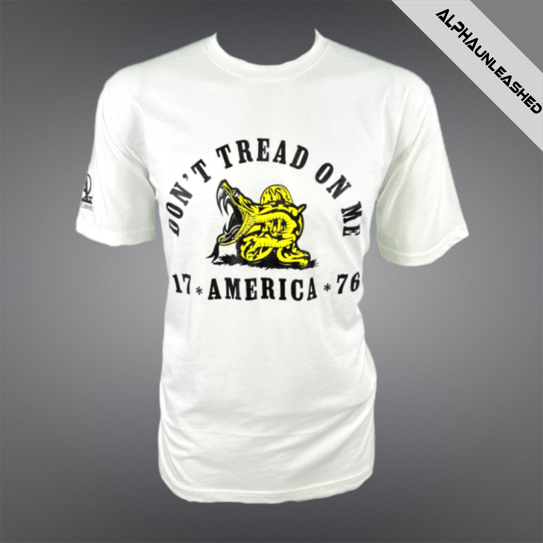 Patriotic 1776 T-Shirt - White 'Don't Tread on Me' Design | ALPHAUNLEASHED - ALPHAunleashed