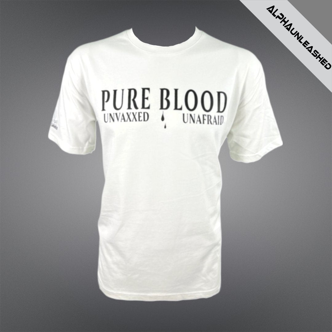 PUREBLOOD UNVAXXED AND UNAFRAID White Shirt - Bold Statement Tee for Those Who Didn't Take the Jab - ALPHAunleashed
