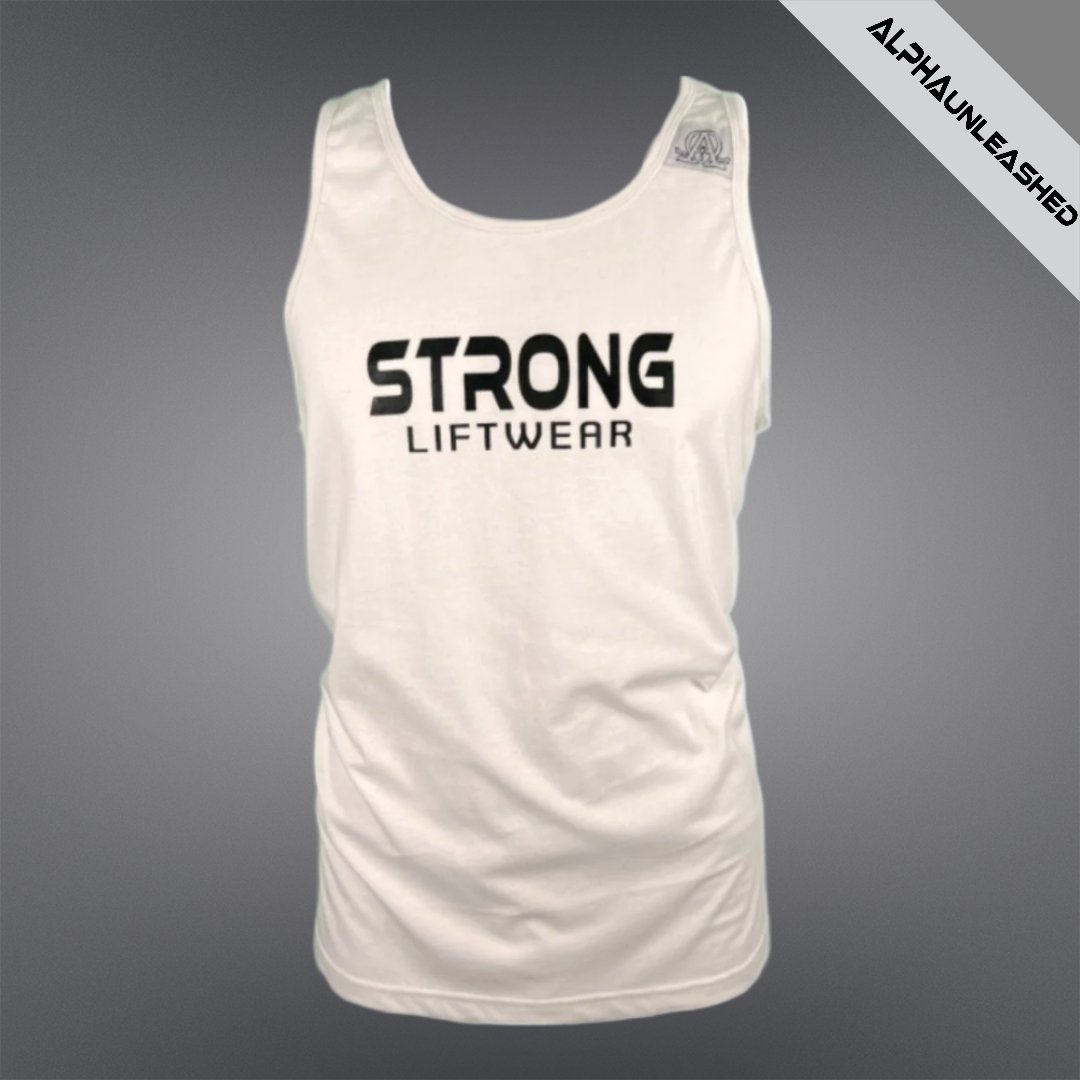 STRONG ALL NATURAL White Tank Top - Comfortable Organic Cotton Sleeveless Shirt - ALPHAunleashed