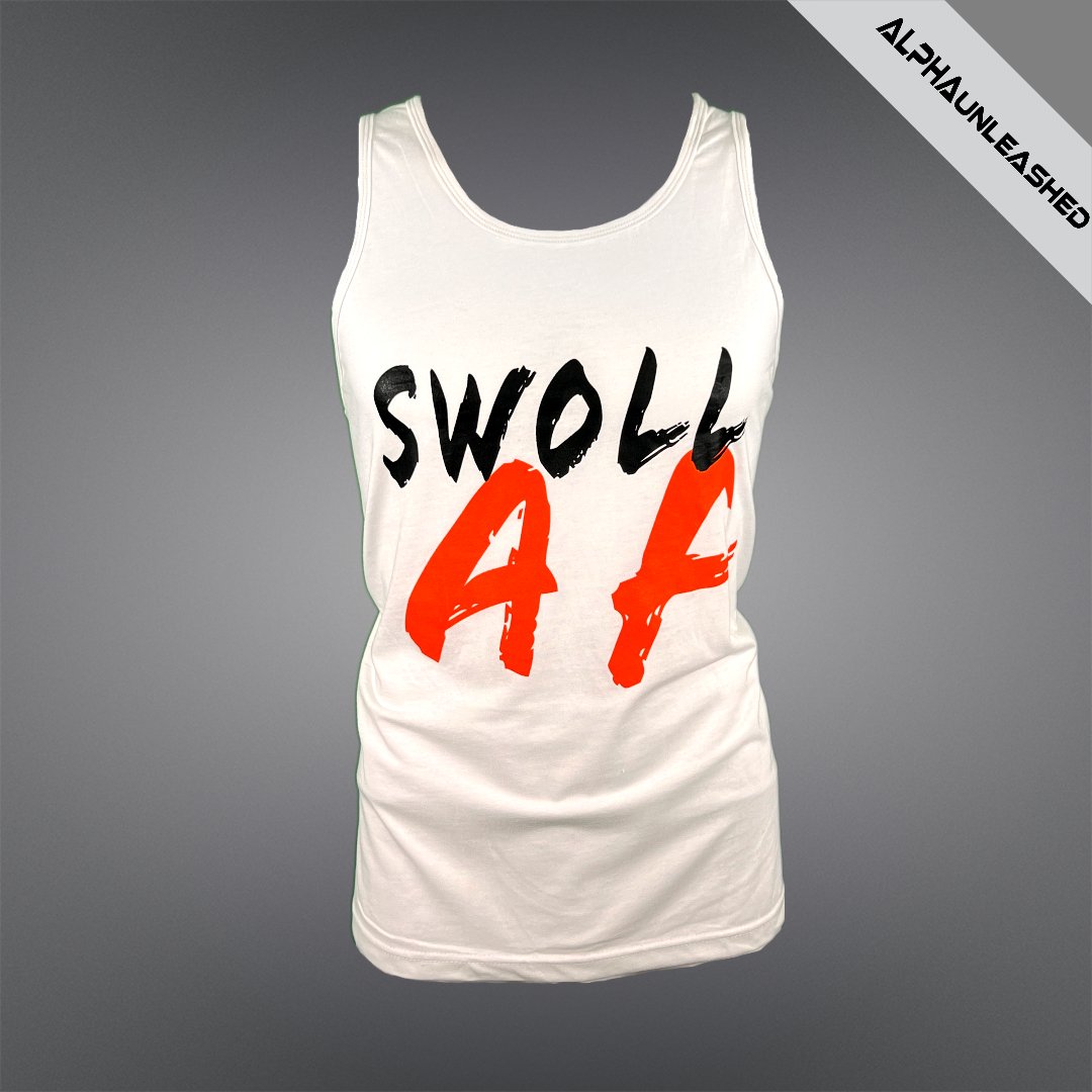SWOLL AF BEACH White Tank Top - Stylish Sleeveless Shirt for Fitness Enthusiasts - ALPHAunleashed