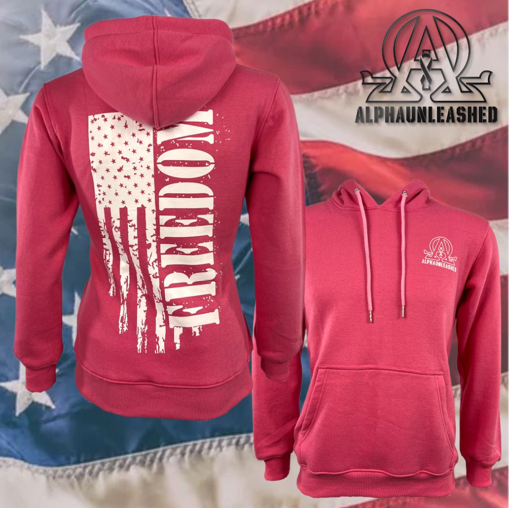 WOMENS PINK FREEDOM HOODIE | FREEDOM HOODIE - PINK | ALPHAUNLEASHED - ALPHAunleashed